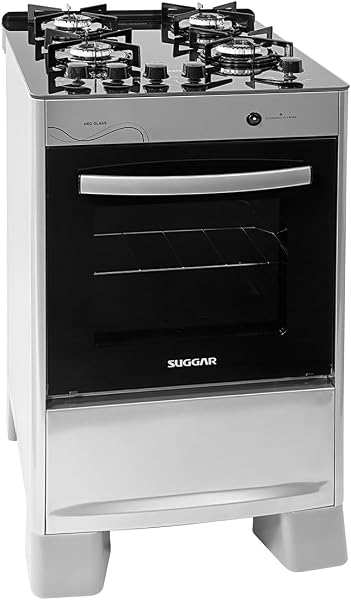 Fogão Suggar Neo Glass 4 Bocas Mesa de Vidro Prata